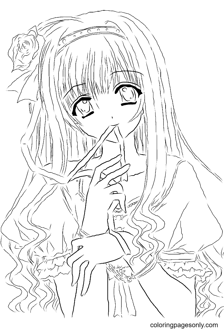 Adorable Long Hair Anime Girl Coloring Pages - Long Hair Anime Girl  Coloring Pages - Coloring Pages For Kids And Adults