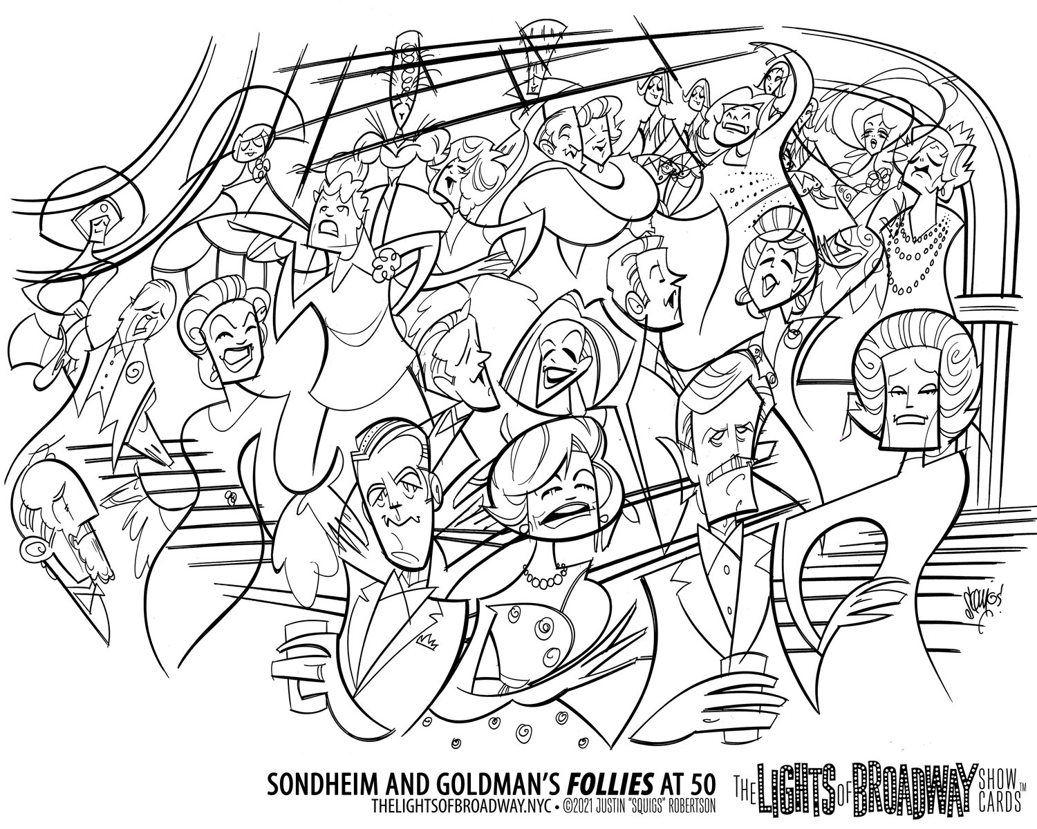 Coloring Page: Follies at 50 — The Lights of Broadway Show Cards™