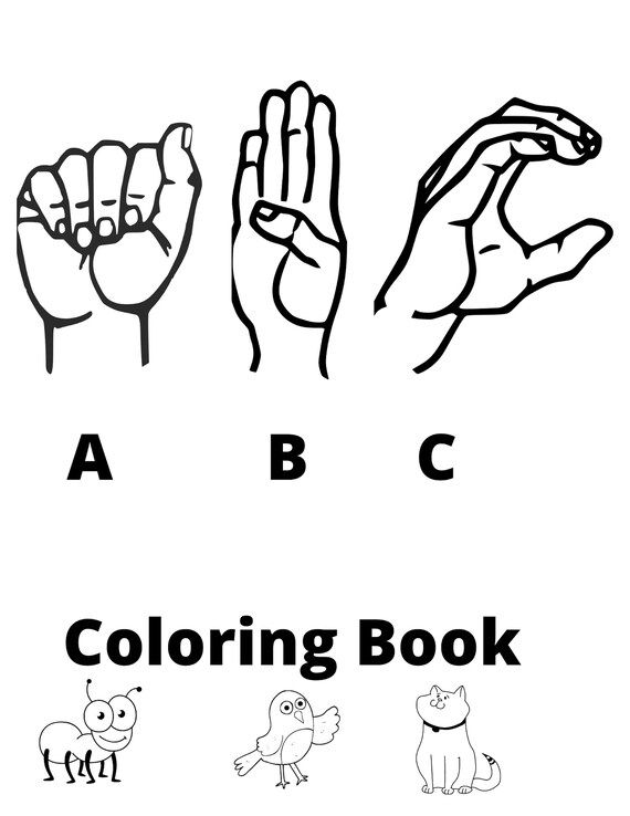 Sign Language Coloring Pages Alphabet - Etsy