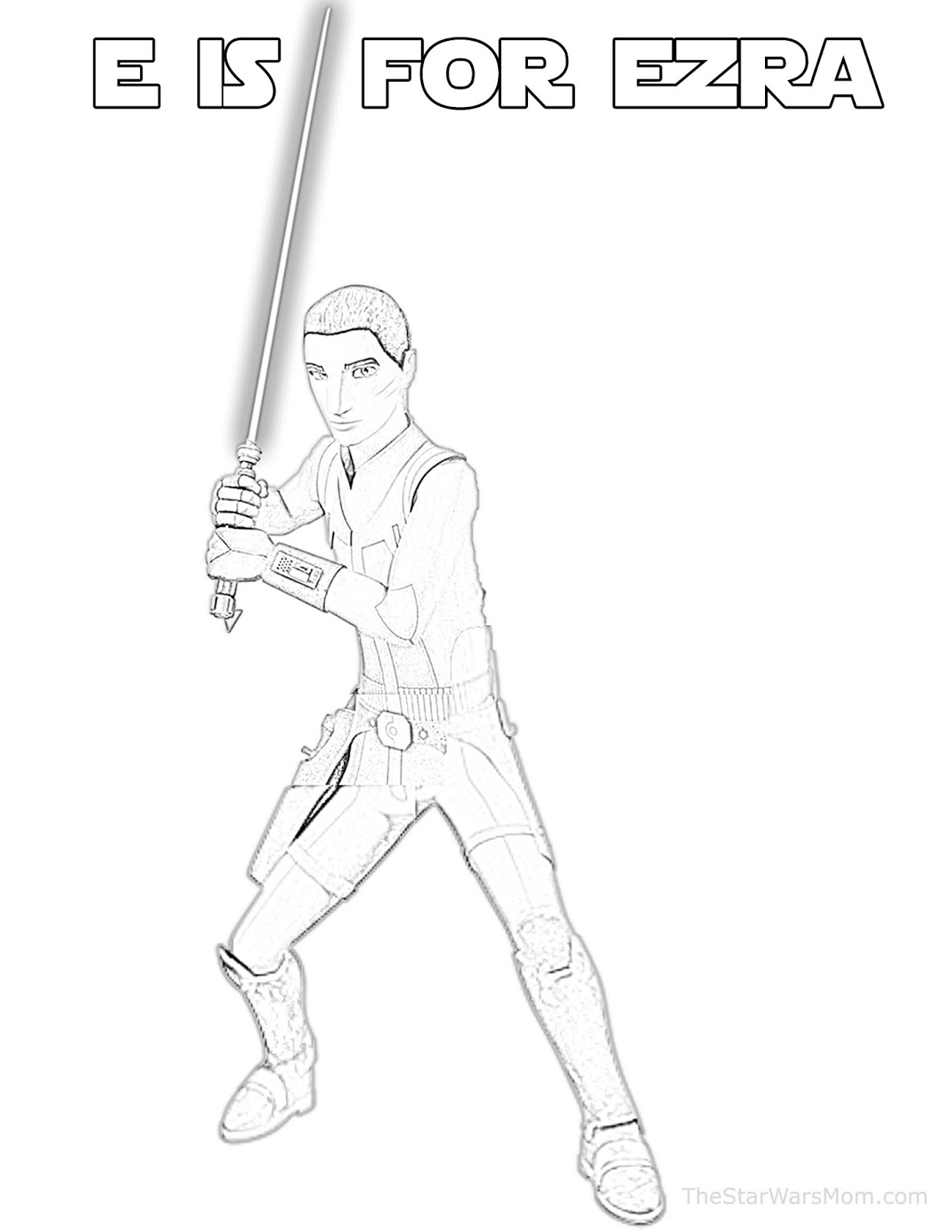 E is for Ezra Bridger - Star Wars Alphabet Coloring Page - The ...