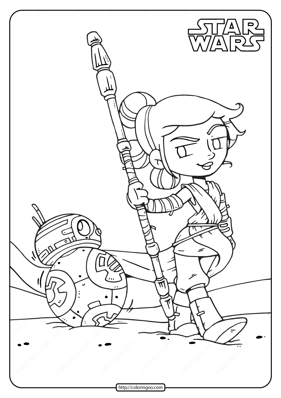 Printable Star Wars Rey and BB 8 Coloring Pages | Star wars coloring sheet, Star  wars cartoon, Star wars colors