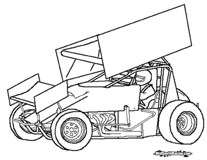 sprint car drawing | Sprint Car | Cars coloring pages, Sprint cars, Race  car coloring pages