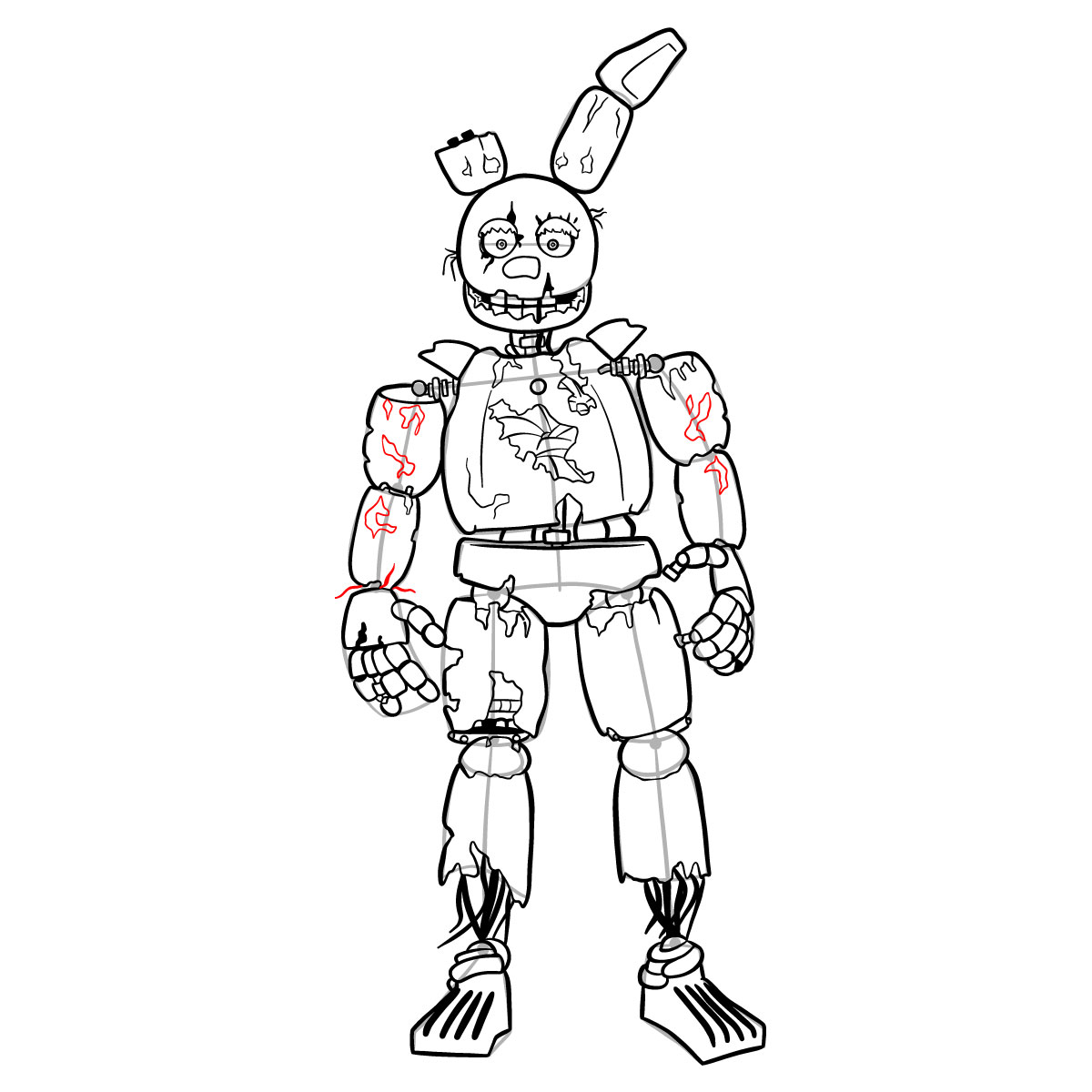 How to draw Springtrap from FNAF 3 - SketchOk