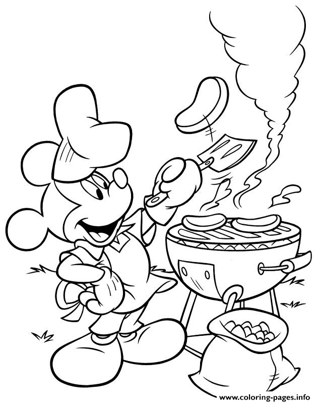 Mickey Make A Bbq Disney Da32 Coloring Pages Printable