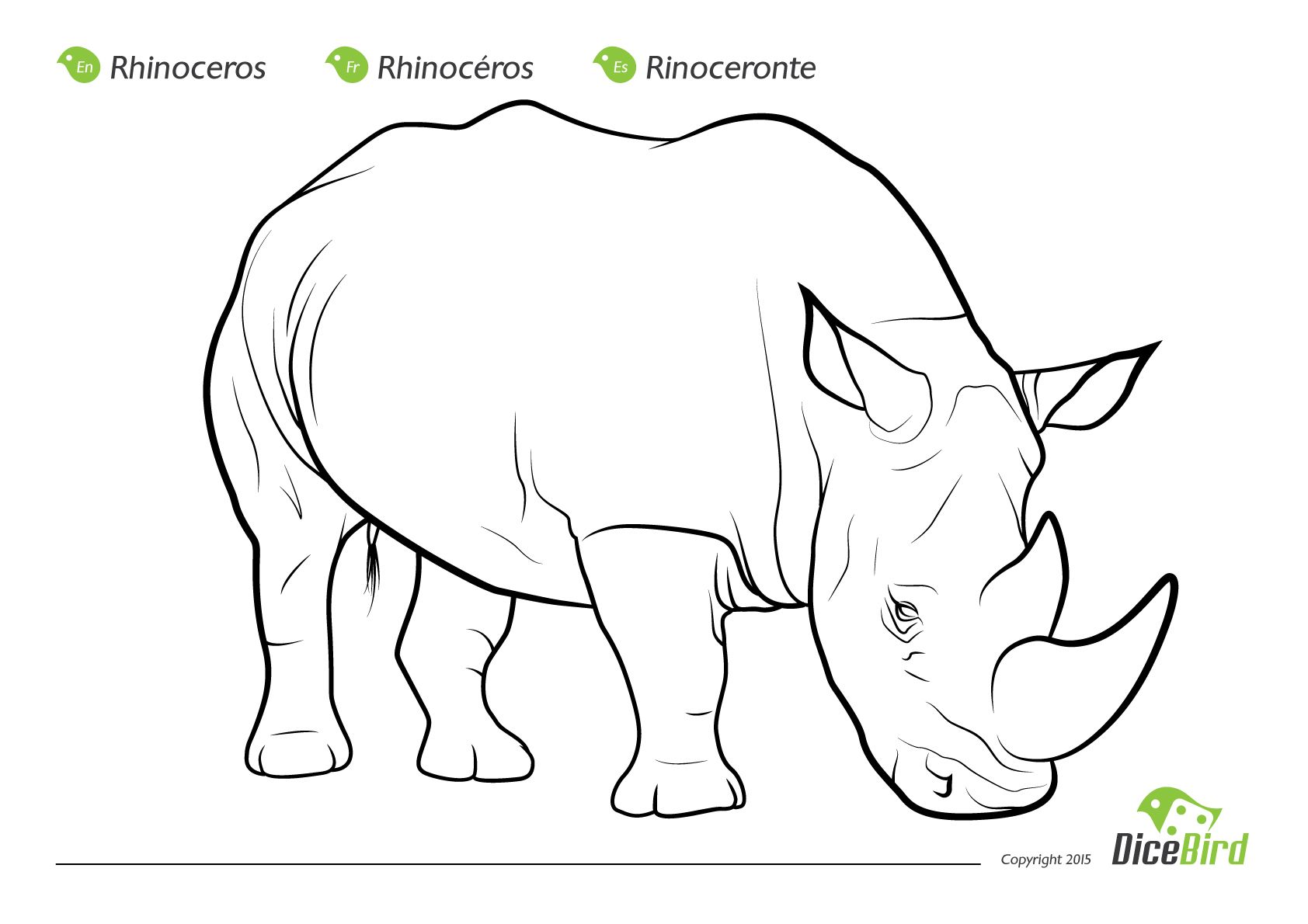 The Rhinoceros coloring sheet for kids