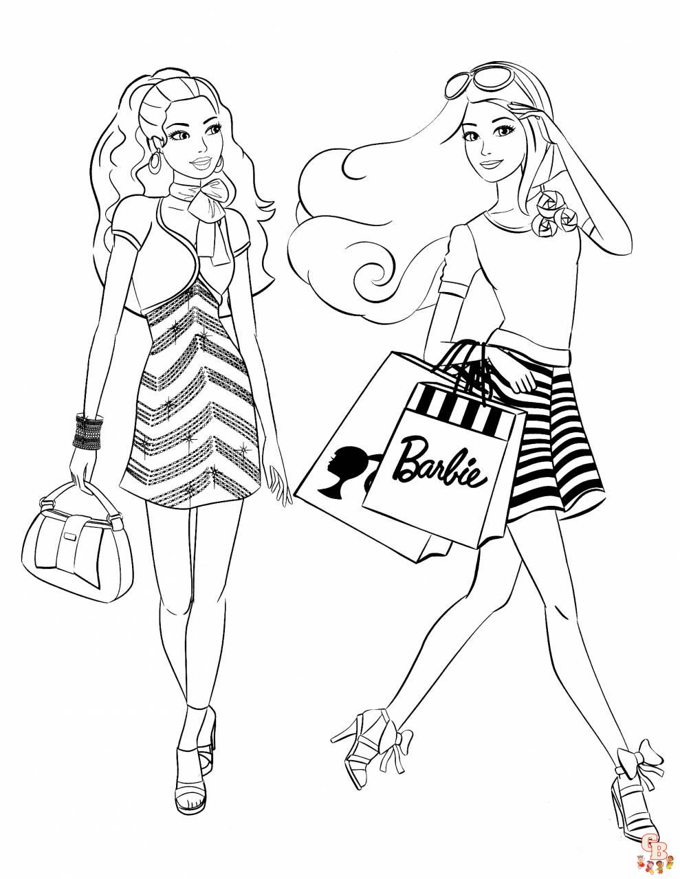 Free Printable Fashion Barbie Coloring Pages for Kids