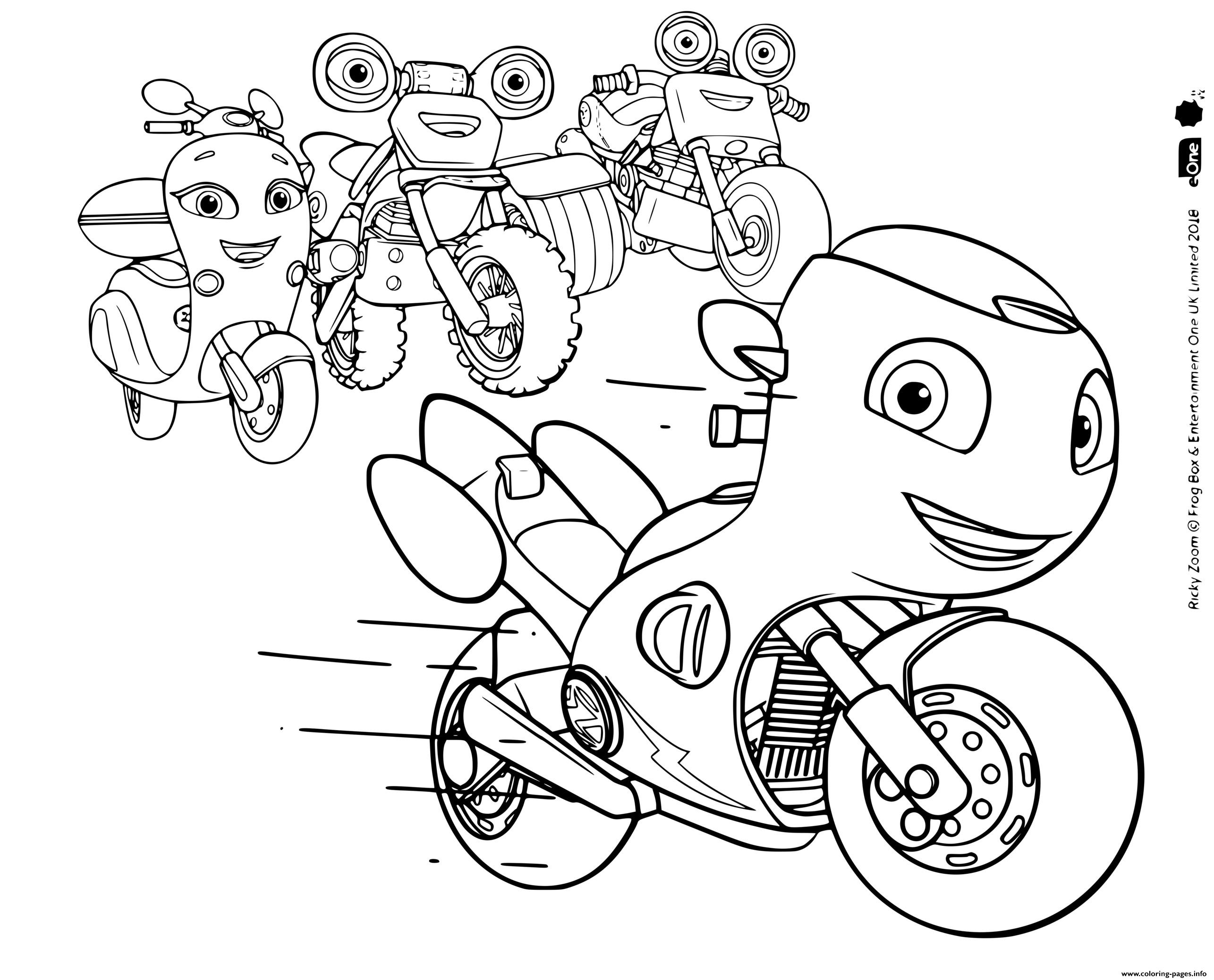 Ricky Zoom A Red Motorcycle Equipped With Gadgets Coloring Pages