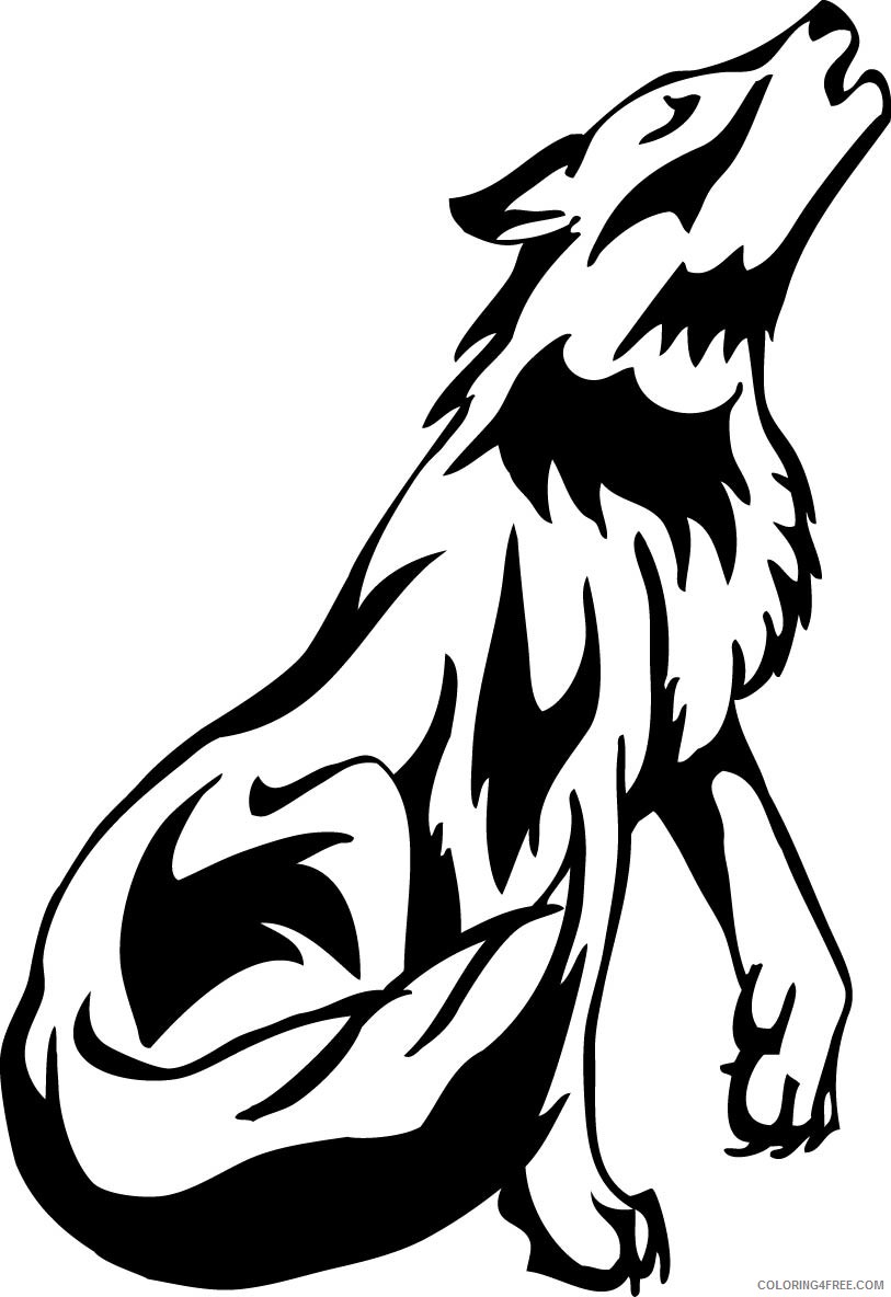Howling Wolf Coloring Pages wolf howling drawing best Printable  Coloring4free - Coloring4Free.com