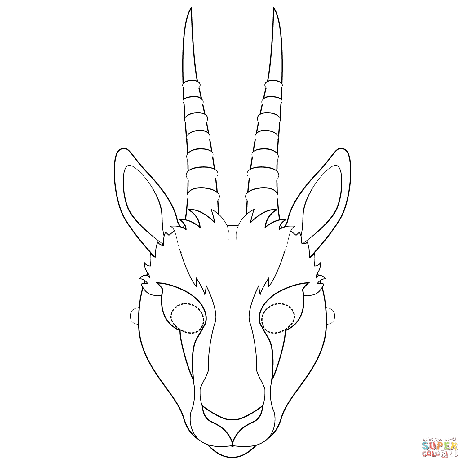 Gazelle Mask coloring page | Free Printable Coloring Pages