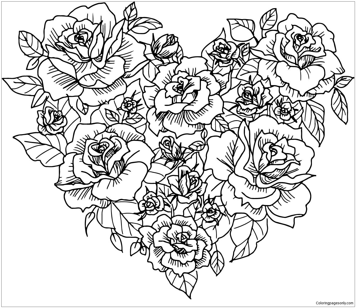 Heart With Flowers Coloring Page - Free Coloring Pages Online