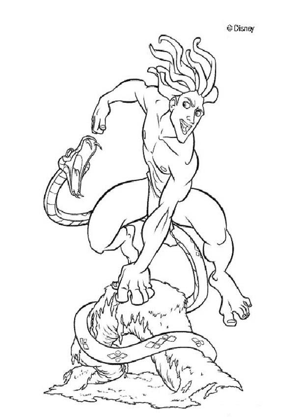 Tarzan coloring pages - Tarzan Fights Snake