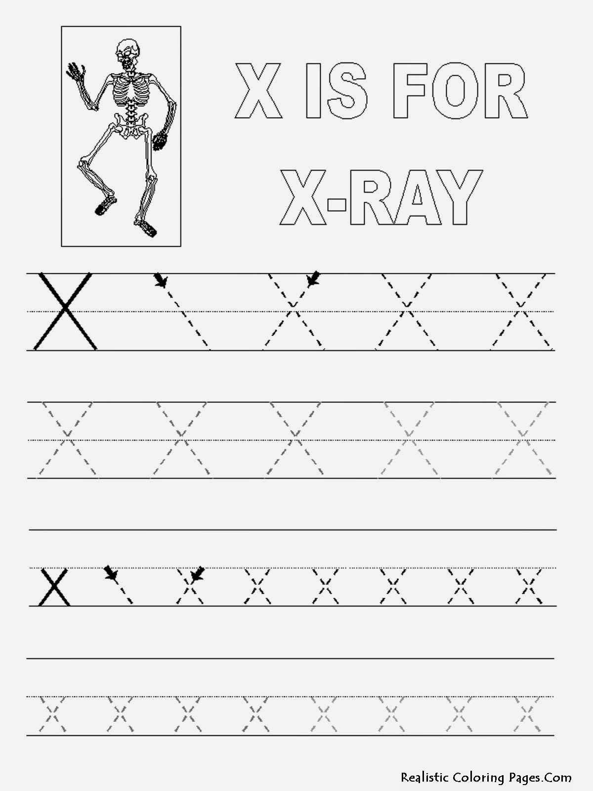 X Letters Alphabet Coloring Sheet | Realistic Coloring Pages