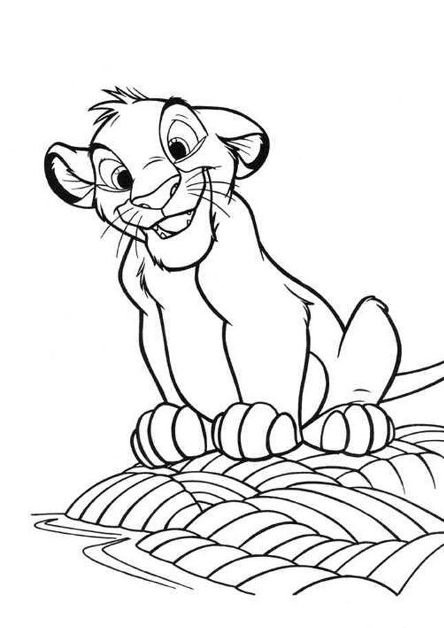Lion King Coloring Pages Disney : Simba with flowers Coloring Page ...
