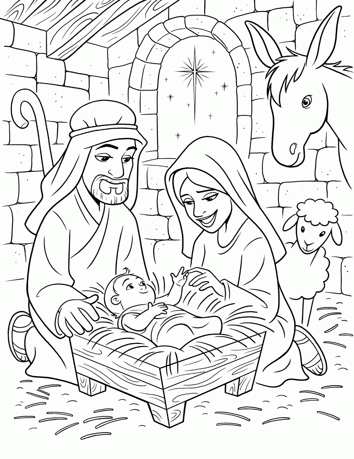 The Birth Of Jesus Coloring Page - Coloring Home