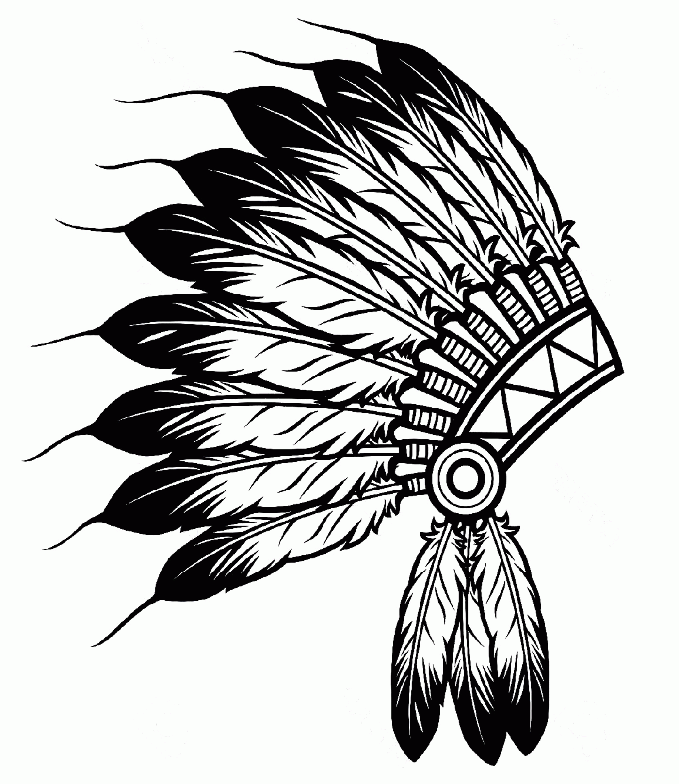 Native American Feathers Hat Coloring Page