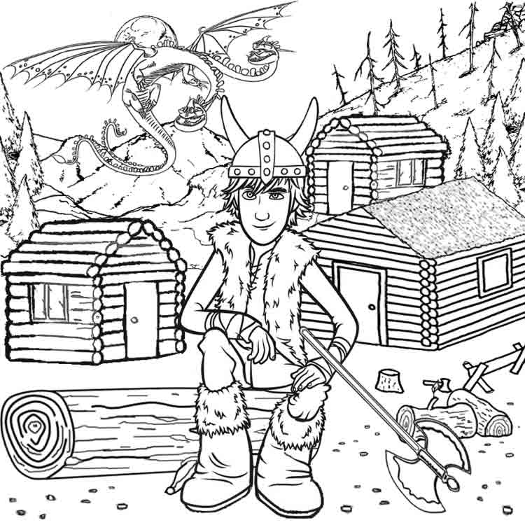 How To Train Your Dragon Coloring Pages For Kids To Print Vikings ...