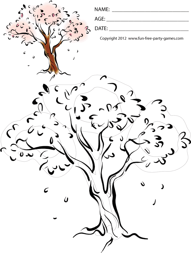 Cherry Blossom Tree Flower Coloring Page - Ð¡oloring Pages For All Ages