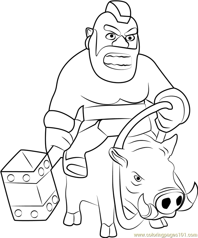 Hog Rider Coloring Page - Free Clash of the Clans Coloring ...