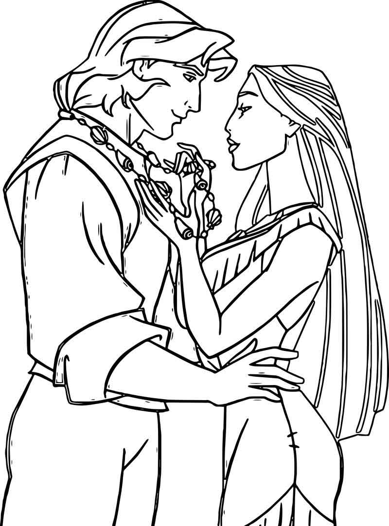 Pocahontas And John Smith Couple Love Coloring Page ...