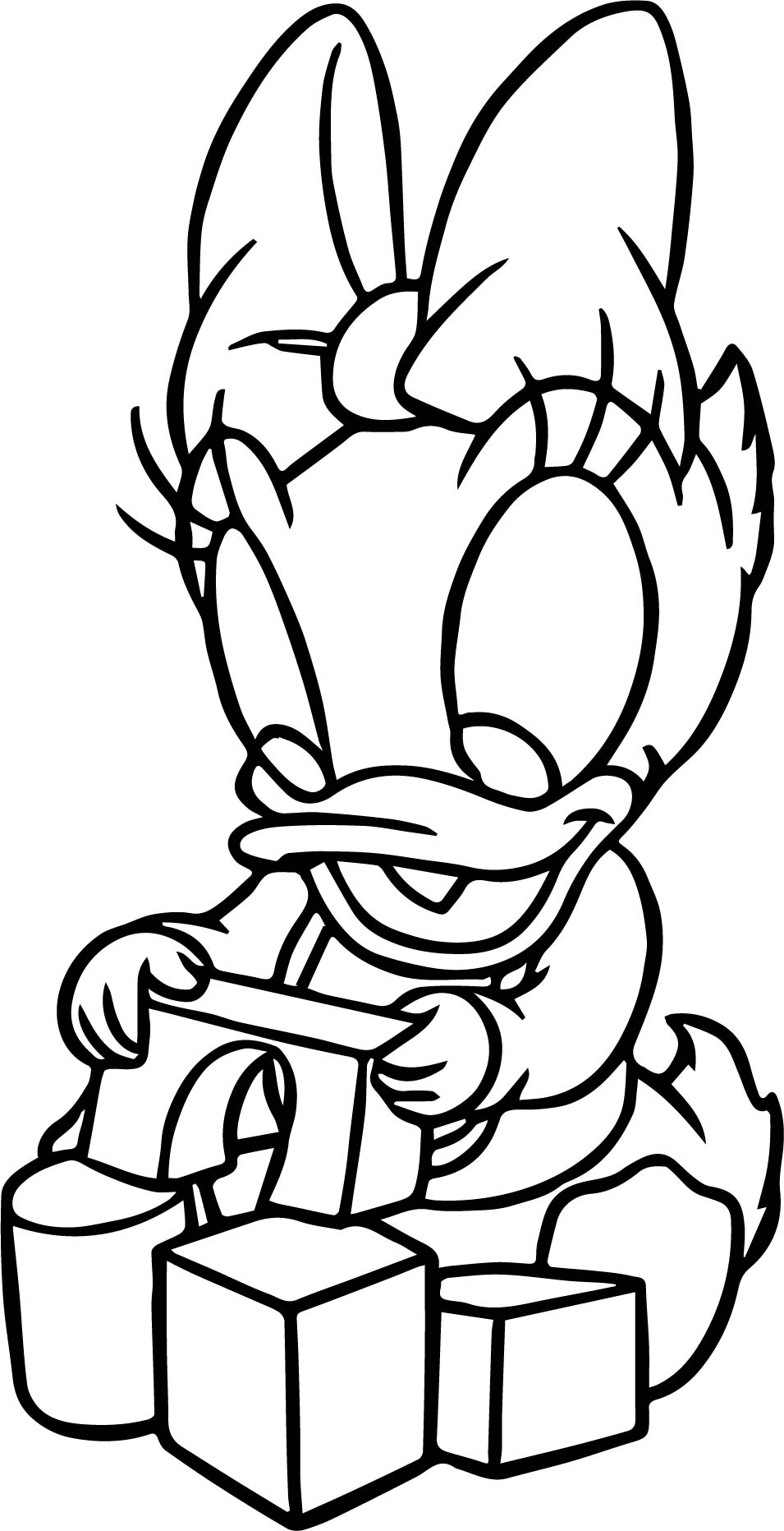 Baby Daisy Duck Playing With Blocks Coloring Page Wecoloringpage.com