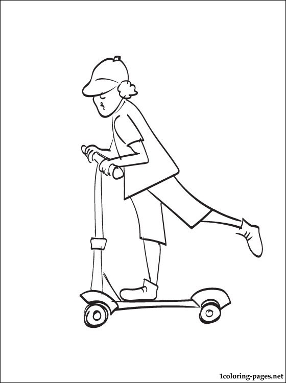 Kick scooter coloring page | Coloring pages