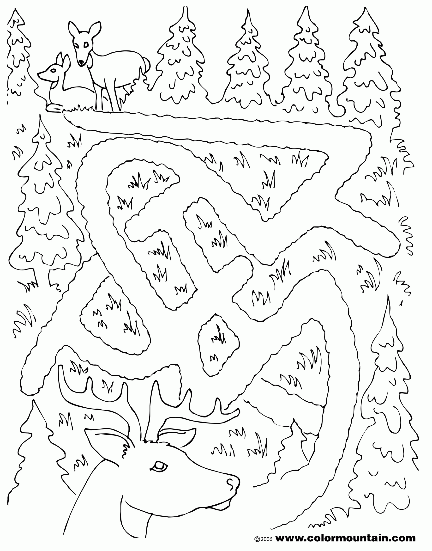 Deer Maze Activity Coloring Sheet - Create A Printout Or Activity