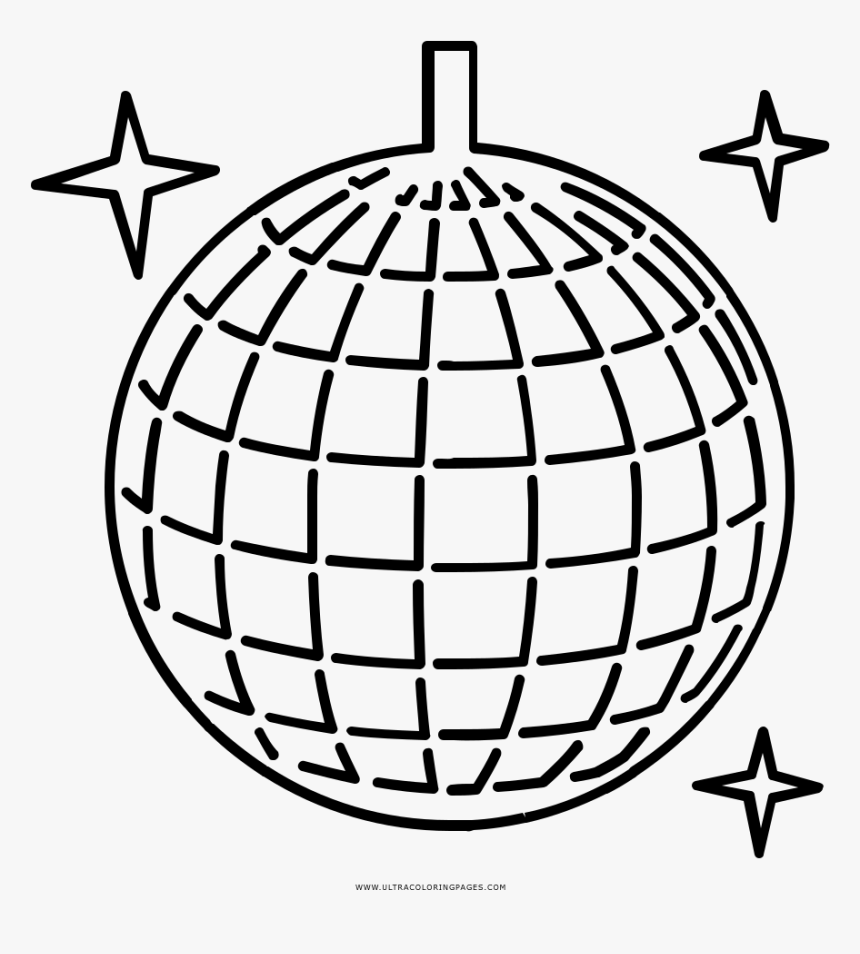 Disco Ball Coloring Page - Disco Ball Easy Drawing, HD Png Download ,  Transparent Png Image - PNGitem