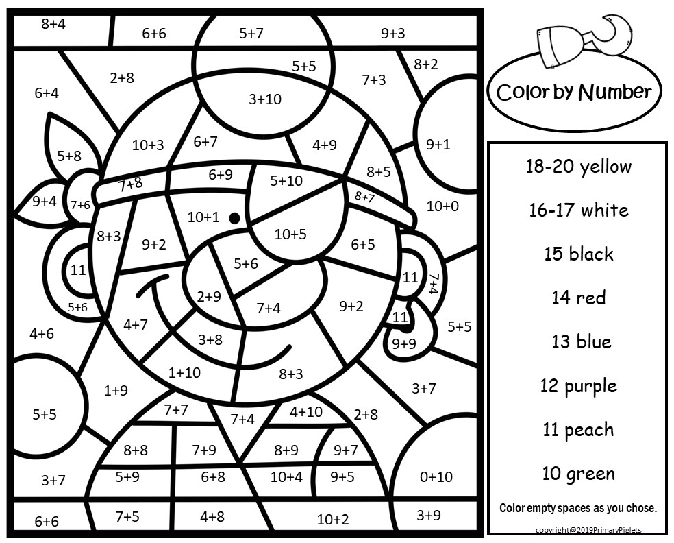 Color by Number Addition Subtraction Multiplication Division Pirates Bundle  - Made By Teachers