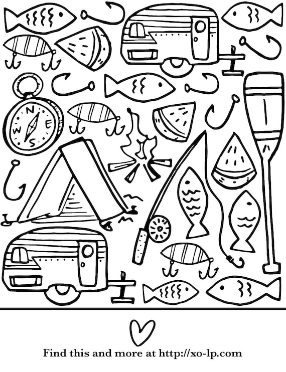 Summer Camp Printable Coloring Page printable. Instant | Etsy