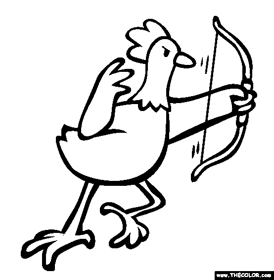 Chicken Archery Online Coloring Page