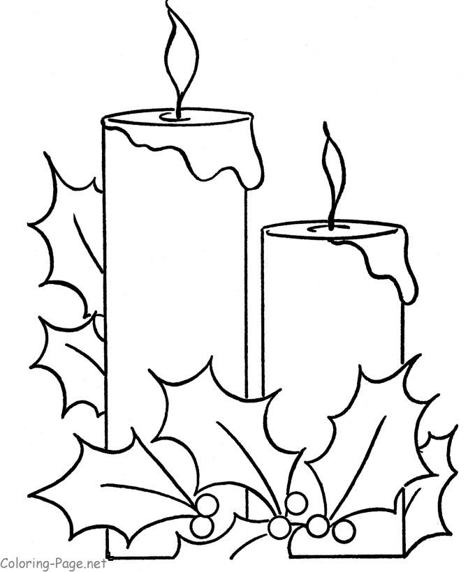 Christmas Candle In Window Coloring Page - Coloring Pages For All Ages