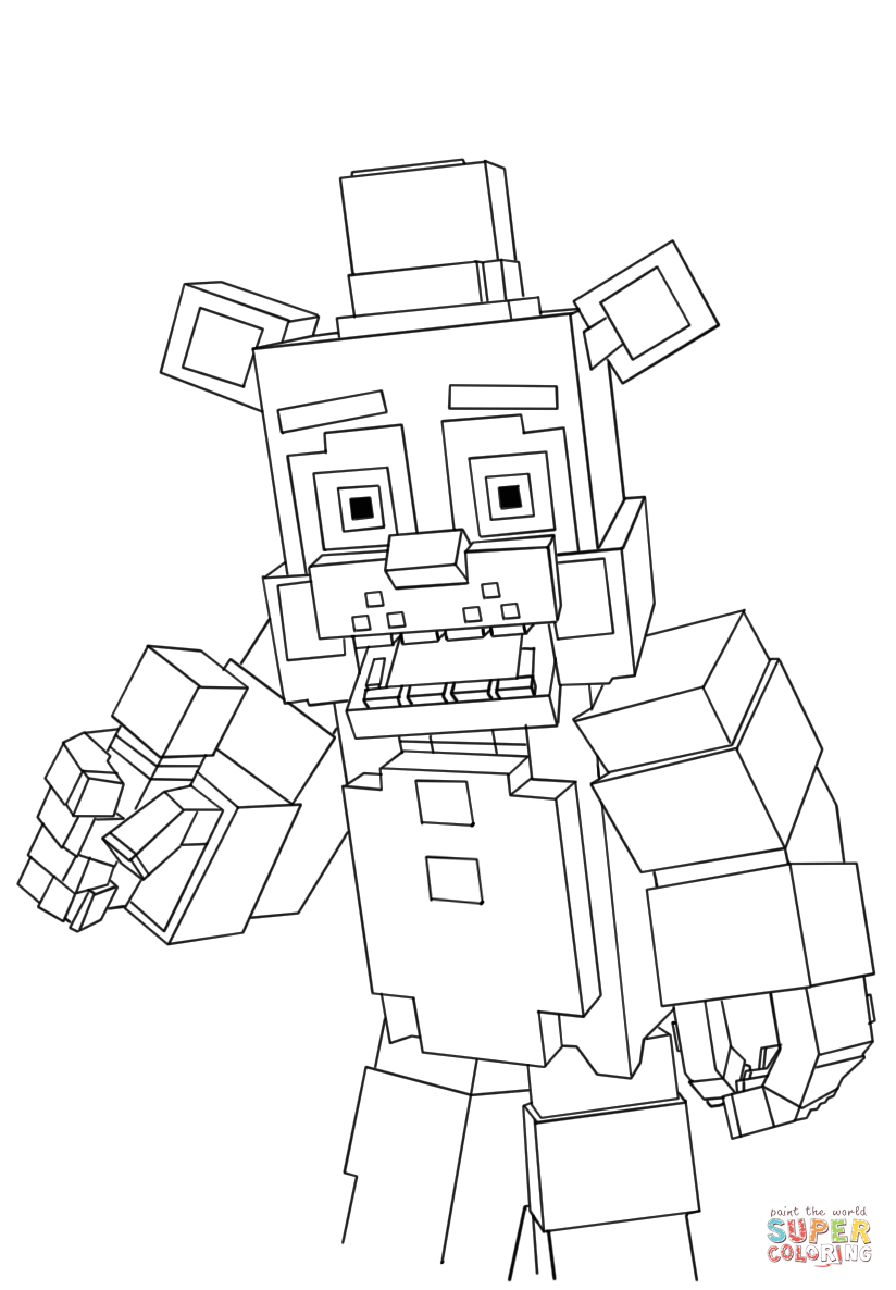Minecraft Freddy coloring page | Free Printable Coloring Pages