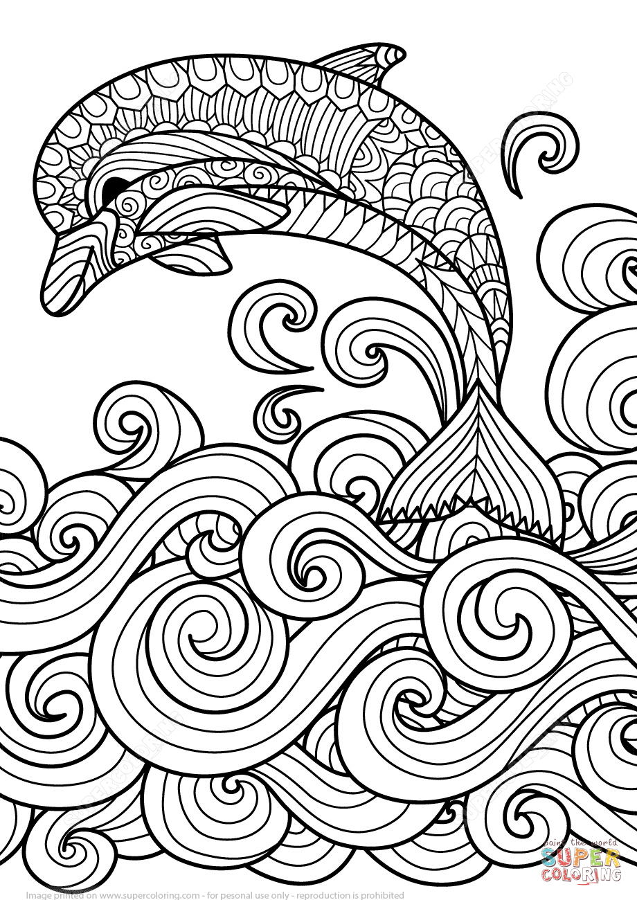 Coloring Pages Freehin Zentangle With Scrolling Sea Wave Page –  Dialogueeurope