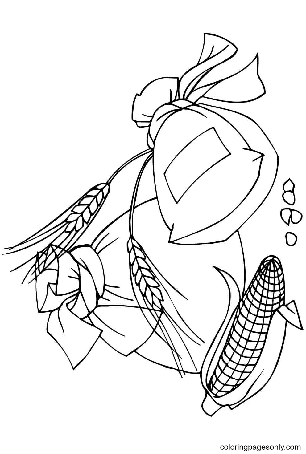 Spikelets Corncob and Flour Bags Coloring Pages - Thanksgiving Coloring  Pages - Coloring Pages For Kids And Adults