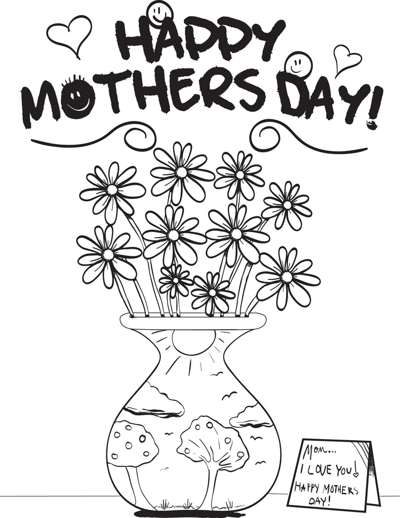 Printable Mother's Day Flowers Coloring Page for Kids – SupplyMe