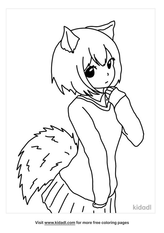 Anime Wolf Girl Coloring Pages | Free People Coloring Pages | Kidadl