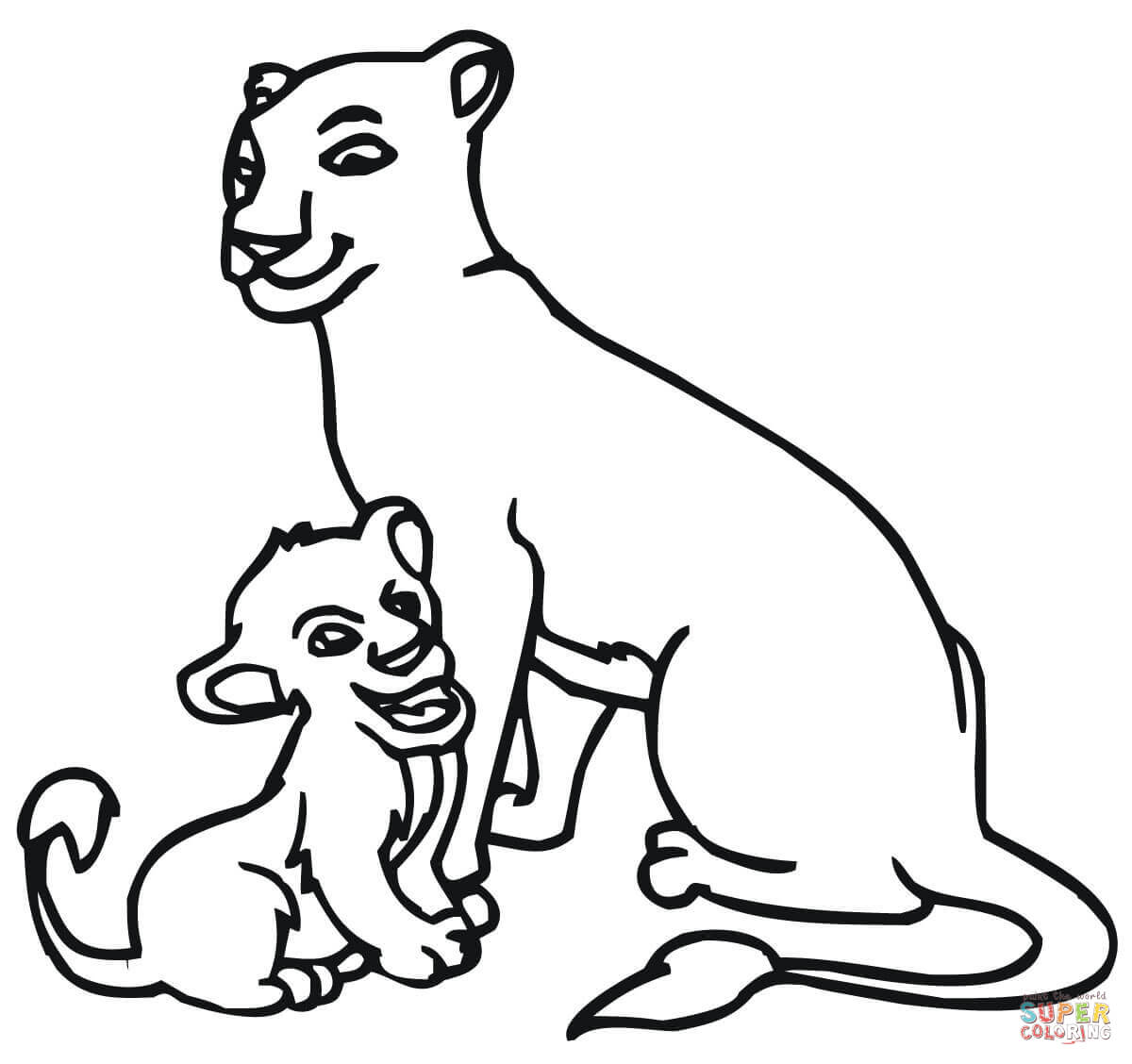Baby Lion and Lioness coloring page | Free Printable Coloring Pages