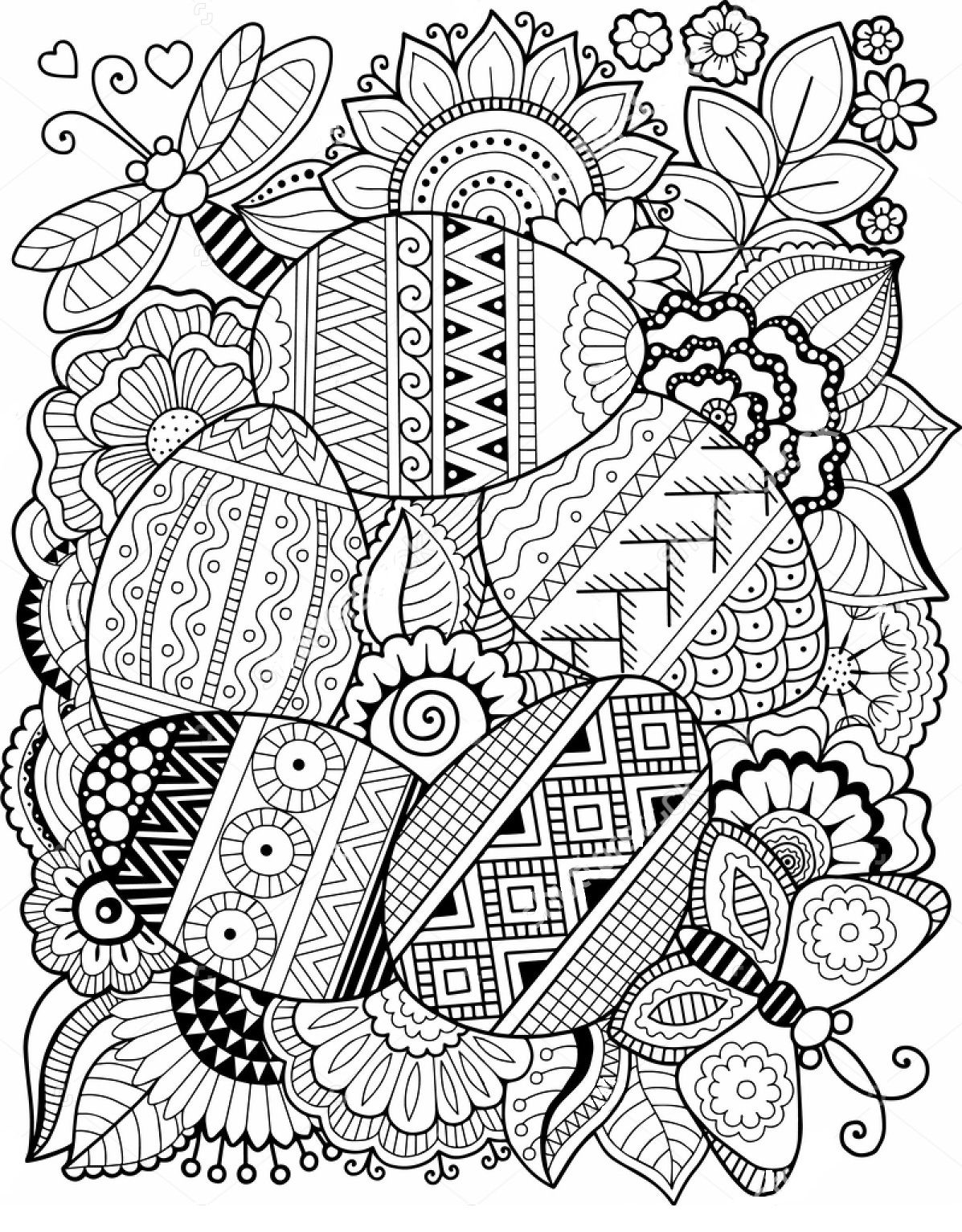Easter Egg zentangle coloring page | Easter coloring pages ...