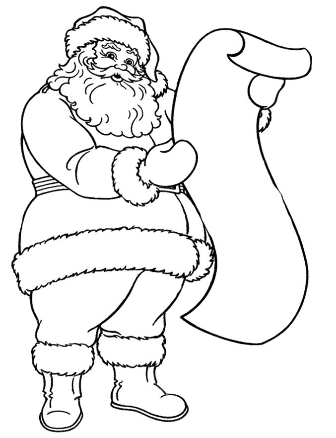 Santa Claus Reading The Long Letter Coloring Pages ...