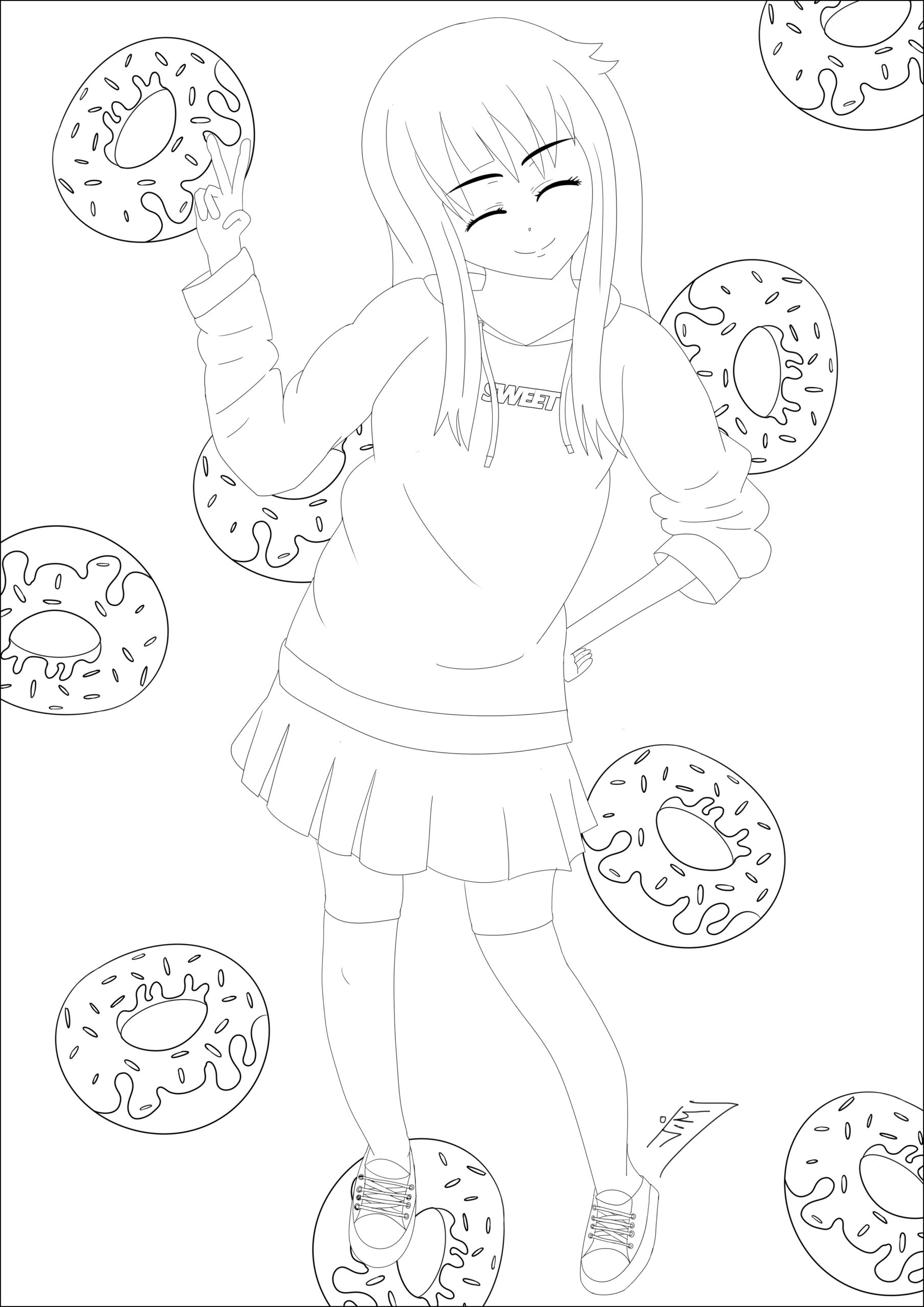 Coloring Pages : Donuts Drawing At Getdrawings Free For ...