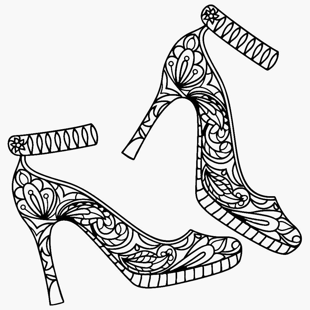 High Heel Shoes coloring page | Color me app | Shoe design ...