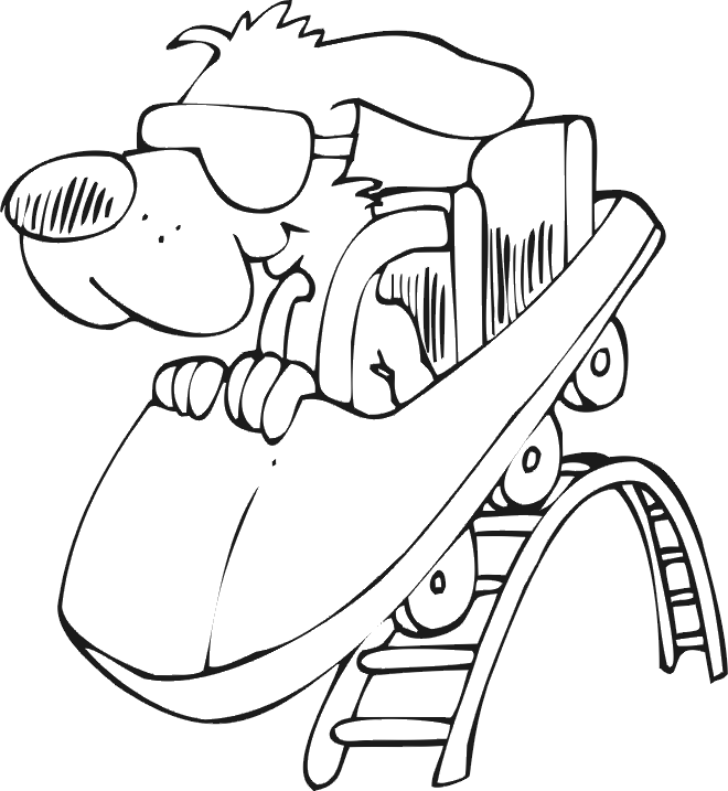 Dog Coloring Page | Dog on Rollercoaster