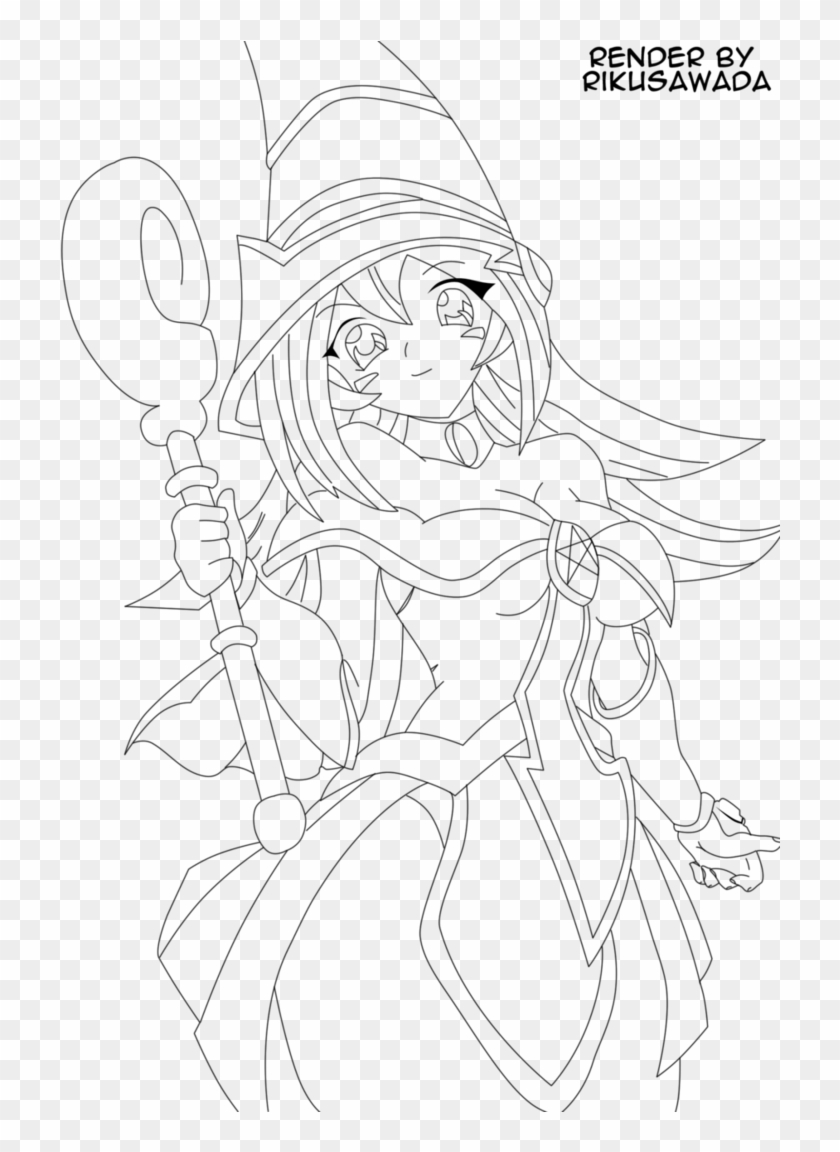 Dark Magician Girl Lineart - Dark Magician Girl Coloring Pages Clipart  (#1348158) - PikPng
