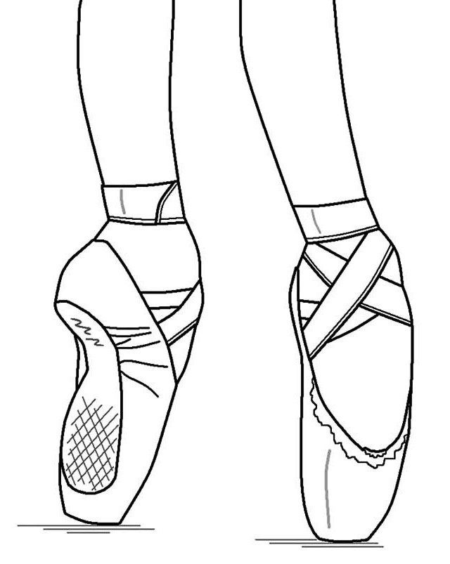 Pointe Ballet Ballerina Shoes Coloring Pages | Ballerina coloring pages,  Dance coloring pages, Coloring pages