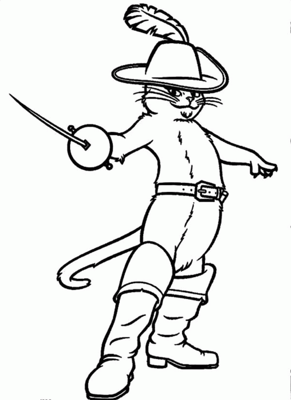 Puss in Boots Drew His Sword with Style Coloring Pages | Batch ...