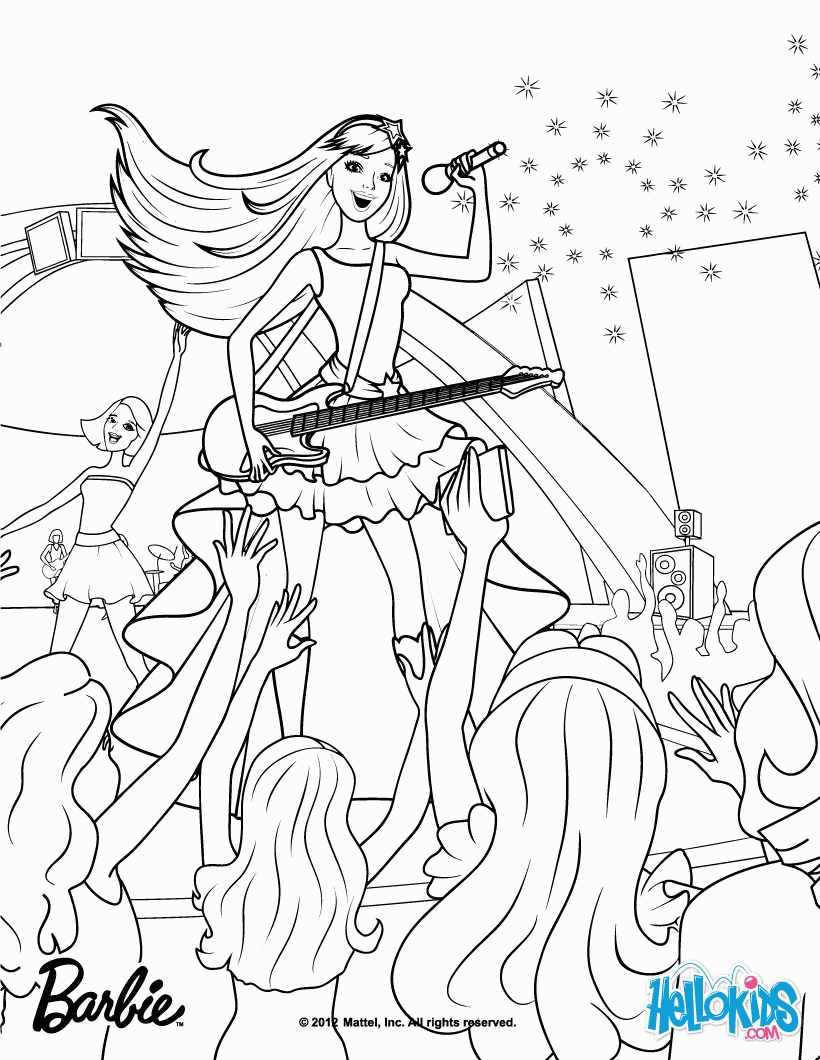 Barbie THE PRINCESS & THE POPSTAR coloring pages - Keira the Popstar