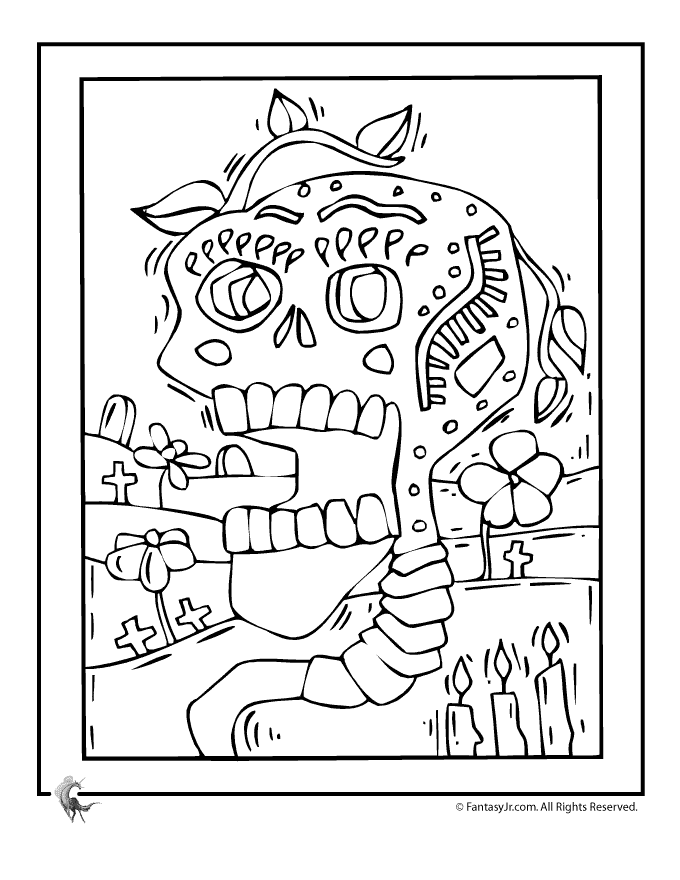 day of the dead coloring page | Mexicano