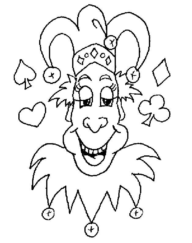 coloring picture of a jester or clown or joker at absolute1.net