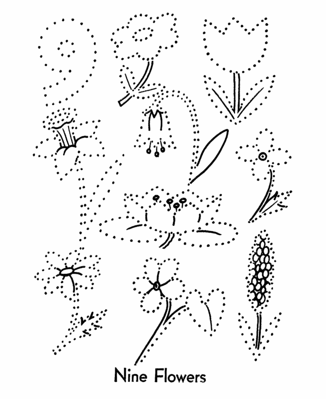 number dots coloring activity pages flowers connect