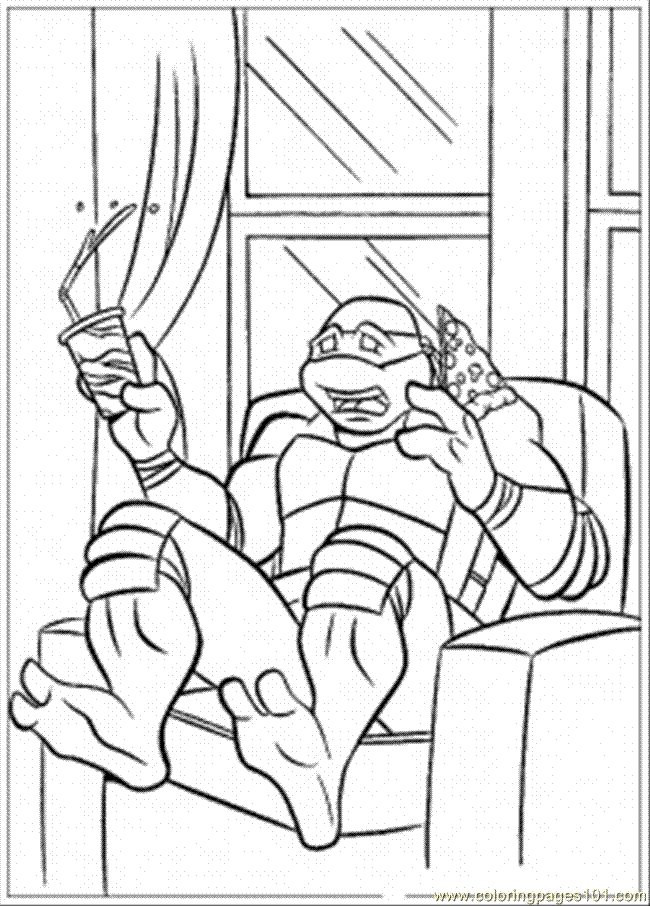 Coloring Pages Pizza And Coke (Cartoons > Ninja Turtles) - free 